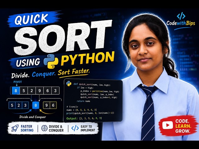 Quick Sort in Python 🔥 | Easy Step-by-Step Tutorial for Beginners (Code + Explanation)