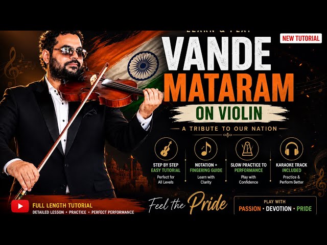 Vande Mataram on Violin | Step-by-Step Tutorial with Notes | Easy for Beginners | MadhavViolin