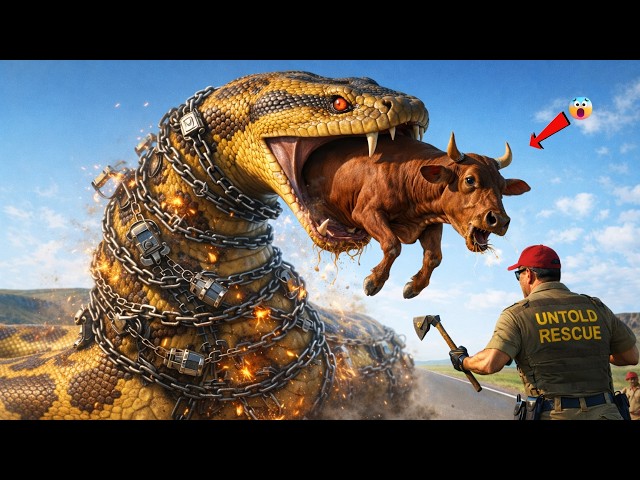 Heroic Rescue Team Saves Helpless Cow from GIANT Python Attack 🐄🐍