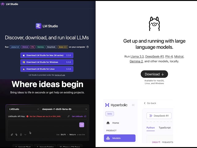 Bolt.diy + DeepSeek-R1 + LMStudio + Ollama : FREE AI to build Anything 👇