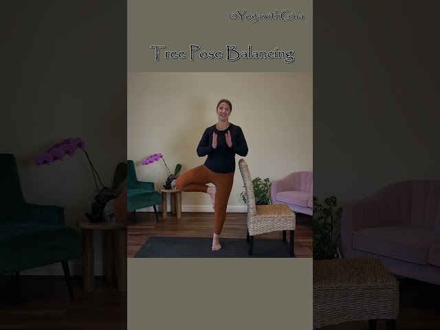 Quick Balance Boost: Tree Pose in under 60 Seconds! #yogabalance #yogawithgina #yoga #yogapose