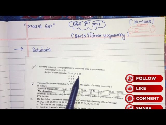 BBS Statistics😱 | Linear Programming |💯 Fixed Question 10Marks Model Question |Step by-Step Solution
