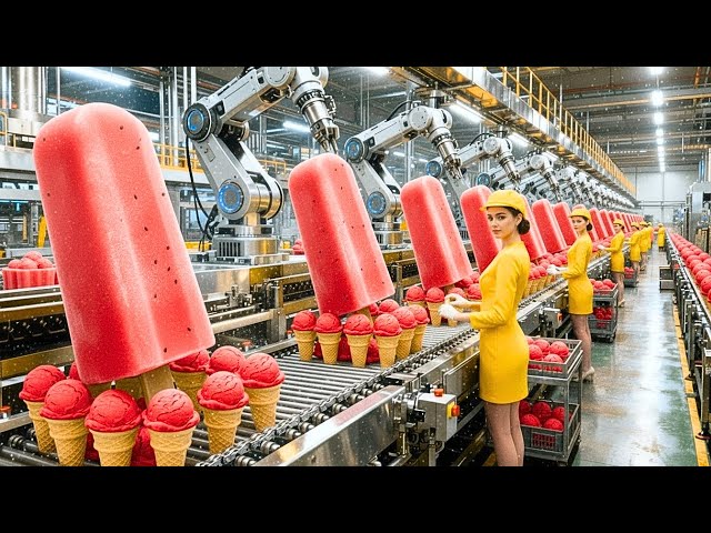 Dentro de una fábrica de helados de fruta de alta tecnología (Proceso completo)