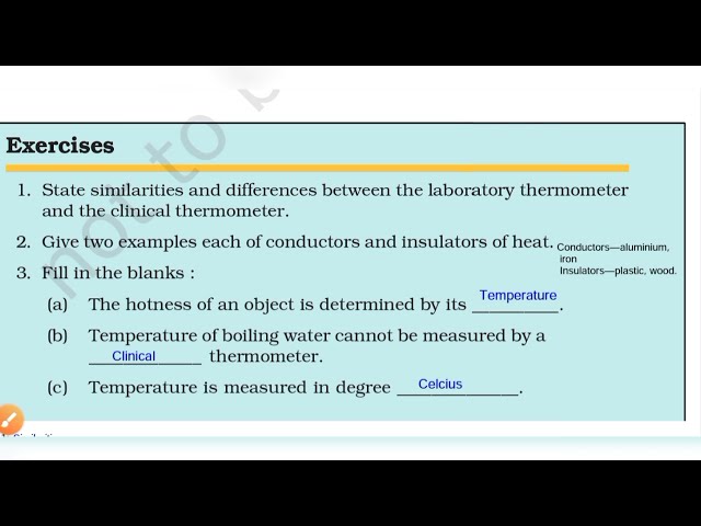 Heat Chapter 4 , class 7 science , NCERT solutions , exercises