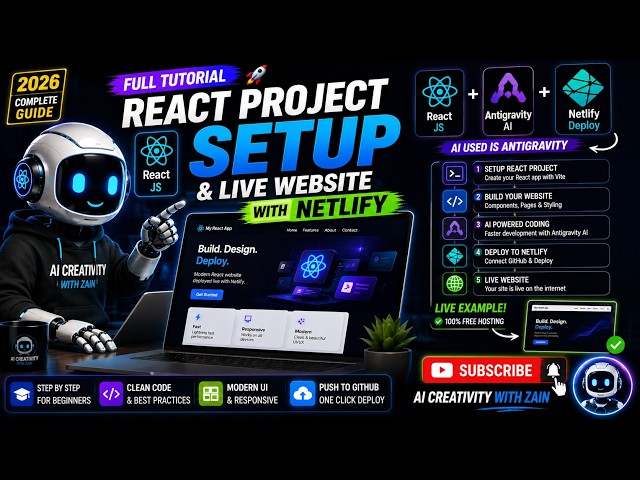 Complete React.js Project Setup & Deploy to Netlify | Antigravity AI Tutorial (2026)