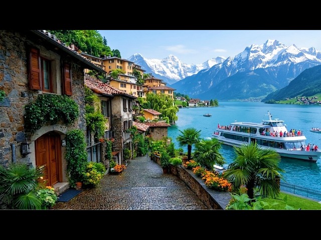🌸The Most Beautiful Spring Village in Switzerland – Gersau in 4K 🇨🇭  Lake Lucerne Paradise 🌸