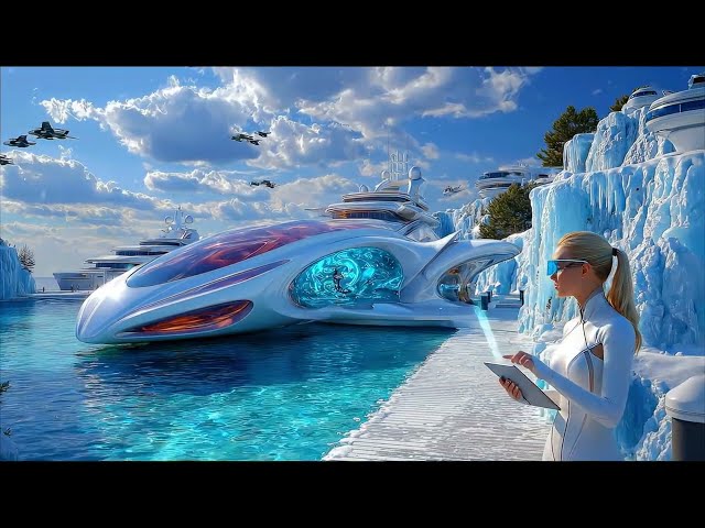 Aurora Crystal City 2090 | Peaceful Futuristic Ambient Music for Sleep, Relaxation & Focus | 4K