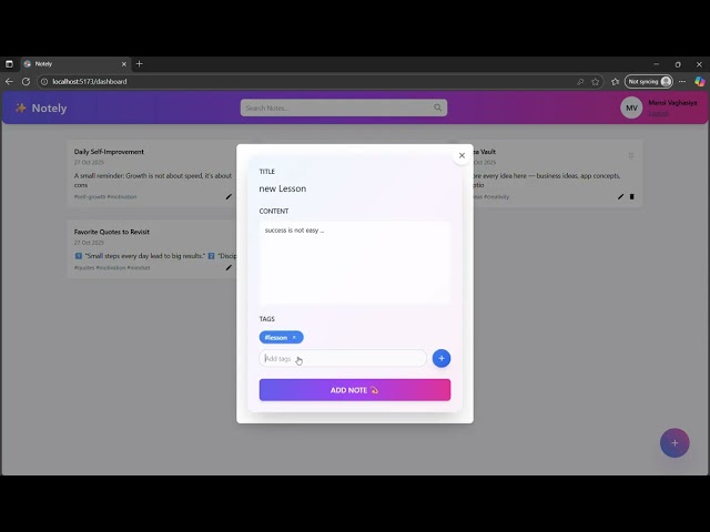 Notely – Full Stack Notes App | React, Node.js, Express & MongoDB