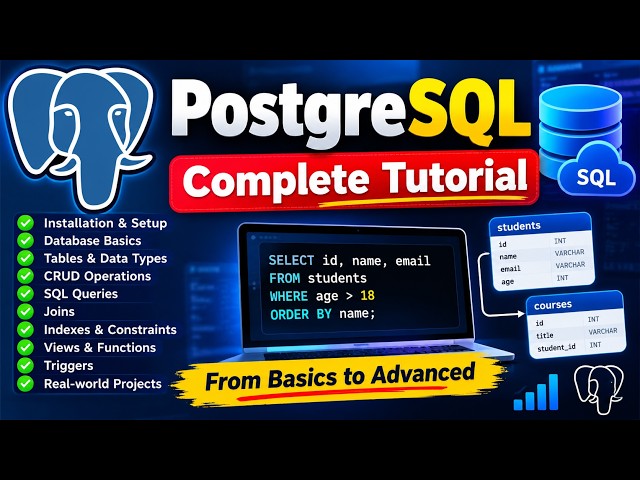 PostgreSQL Complete Tutorial for Beginners in One Video | Full Course | SQL Database Tutorial