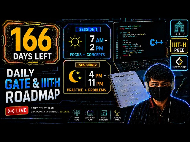 7 AM to 11 PM Live Grind Session 1 | 166 Days to Top 7 IITs & IIITH PGEE
