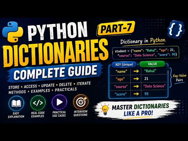 Dictionaries in PYTHON (PART-7) #python#dictionary#pythondictionaries#datascience#pythontutorial#ai 