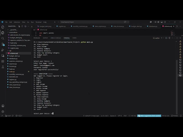 Smart Expense Intelligence System | Python + SQL Server Internship Project