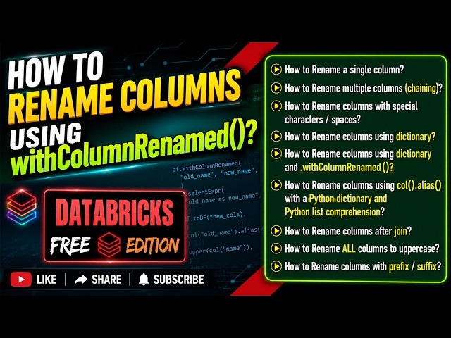 6. PySpark Full Course | How to rename columns using withColumnRenamed()? | #pyspark PART 06