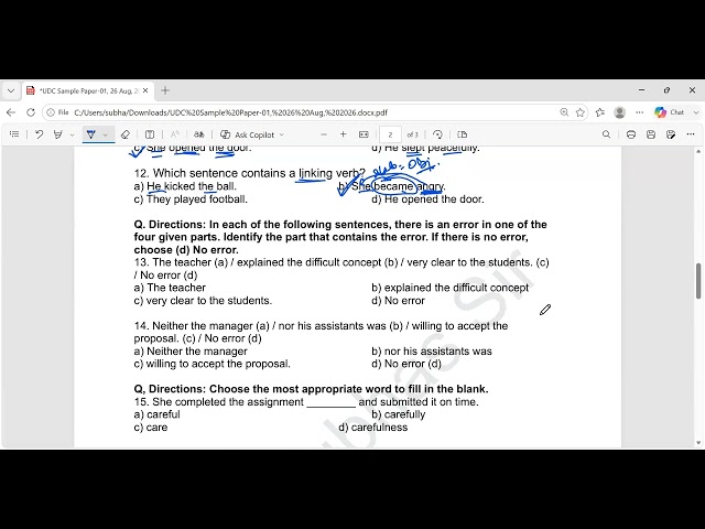 APSSB UDC 2026 | English Sample Paper-01 | 25 MCQs Solved & Explained