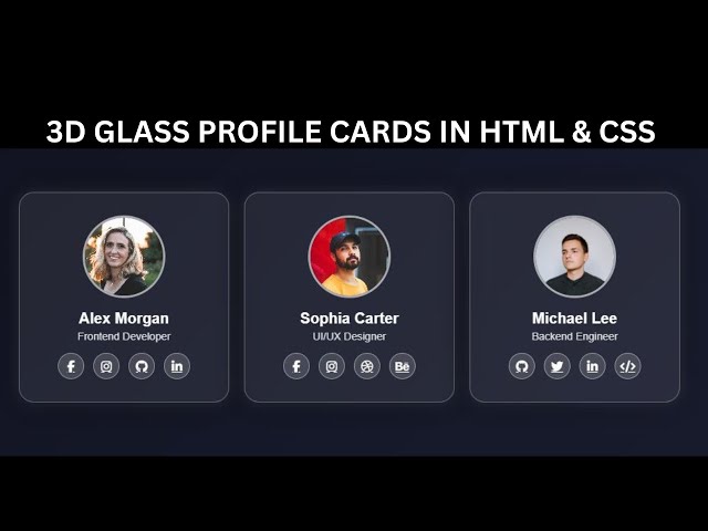 Glass Profile Cards in HTML & CSS #HTMLCSS #UIUXDesign #ProfileCards #FrontendDevelopment