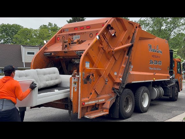 Super Fast Garbage Truck Crushing Bulk + Heavy Manual Trash | Meadow Carting