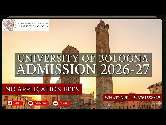 University of Bologna Admission 2026-27 | No Application Fee | Study in Italy 🇮🇹