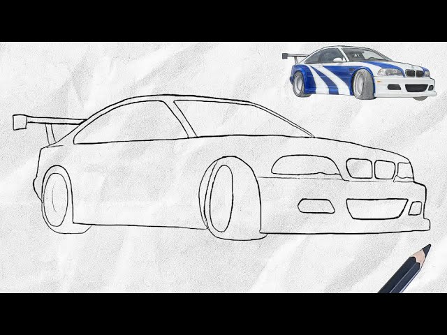 BMW M3 GTR (E46) Car Drawing 🔥| Easy to everyone 