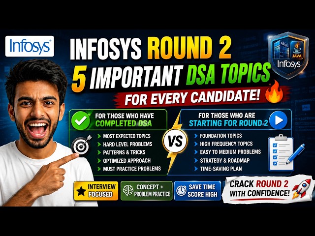 Infosys Round 2 2026 🔥 5 Most Important DSA Topics | Complete Preparation Strategy 2026 #Infosys