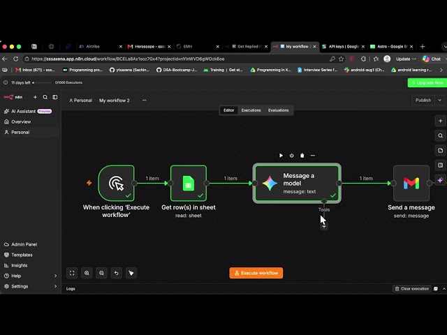 AI automation reads your details from a Google Sheet and emails you a horoscope - n8n Automation