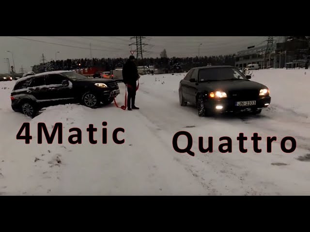 Audi Power - Audi 100 Quattro - help the Mercedes ML 4Matic stuck in snow ❄️😂