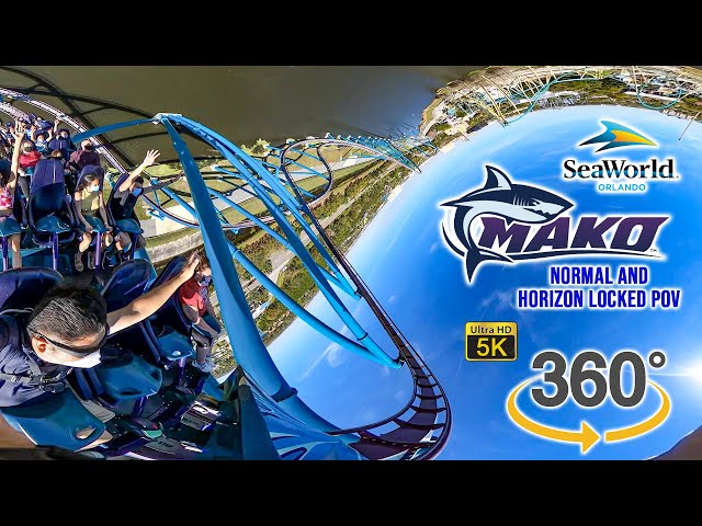 VR 360 5K Mako Roller Coaster Front Seat POV with Queue SeaWorld Orlando 2021 03 05