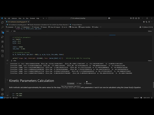 OH-methanol Linear Regression using Python