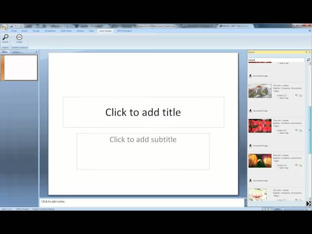 CC image integration for PowerPoint ribbon