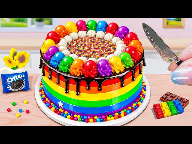 Cómo Hacer un Pastel Miniatura Arcoíris Mágico ASMR🌈🍰 Tutorial de Tiny Baking Satisfying