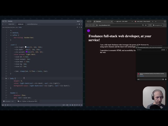 Working on my portfolio site
