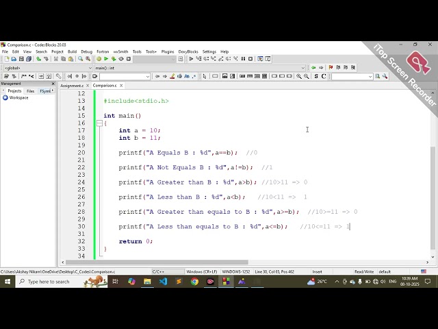 Session_5 : C Programming: Learn Arithmetic & Assignment Operators in 10 Minutes.