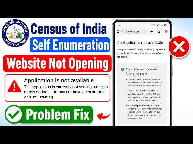 Self Enumeration Website Not Opening Problem Application is not available || Census Website Problem