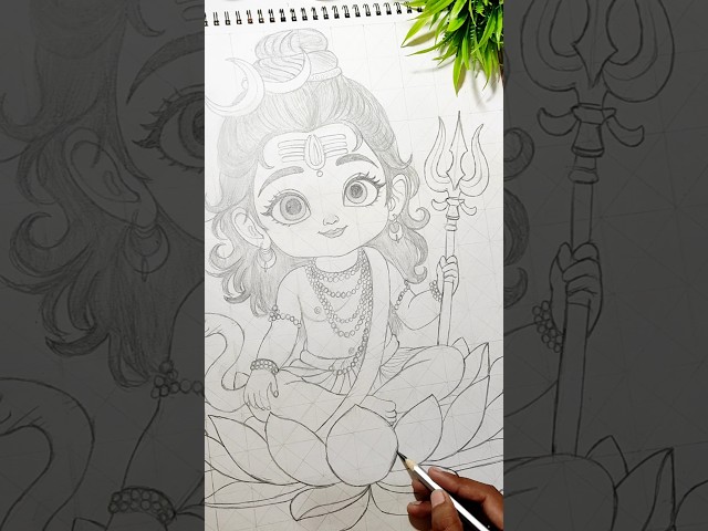 Mahadev Drawing Outline Tutorial 🙏🌸 #art #shorts #shiv #artistmuskanbarotiya