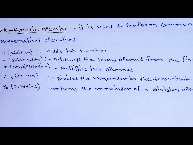 Arithmetic operators in C programming language