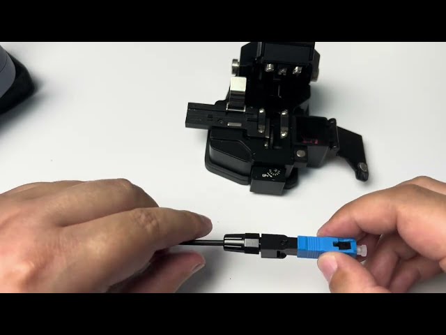 SC UPC optical fiber fast connector field assembly operation demo