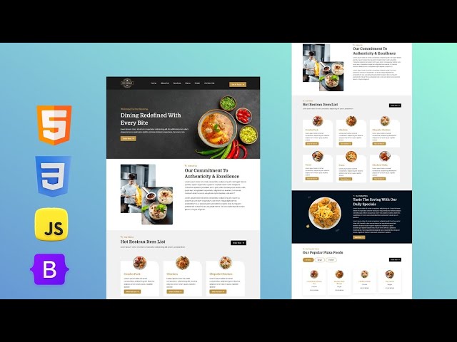 Create a Food Website Using HTML & CSS | Simple & Responsive Design
