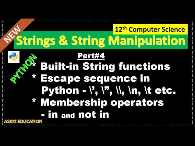 💥12th Computer Science | Chapter 8 Strings and string manipulation | English Medium | Part#4
