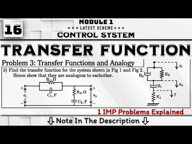 16 Transfer Function 1 IMP Problem Explained Module 1 || Control System 4th Sem ECE VTU