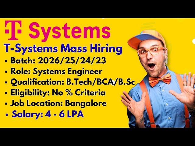 T-Systems is hiring 2026/25/24/23 batch | No % criteria | No Coding Round | 6 LPA Salary | #itjobs