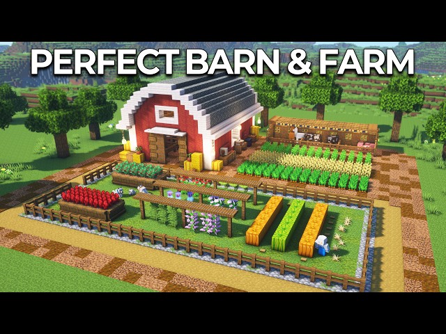 ⛏️ Minecraft :: How to build a Perfect Barn & Farm 🥕🐮 [마인크래프트 완벽한 농장 및 동물농장 만들기 건축강좌]