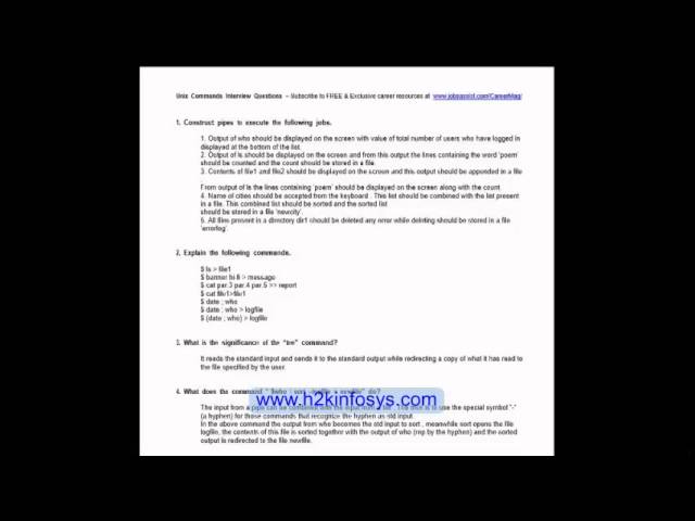 Training Interview questions about UNIX Linux Commands
