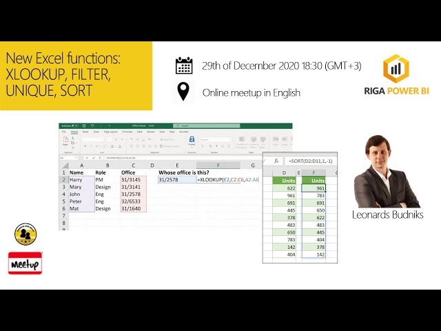 New Excel functions, XLOOKUP, FILTER, UNIQUE, SORT