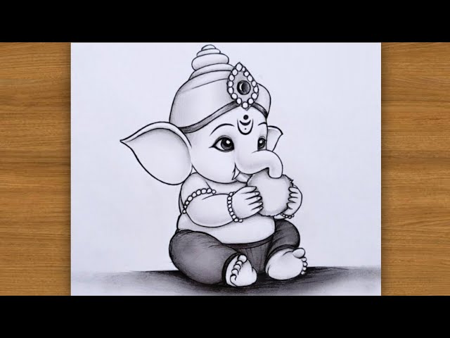 How to Draw Ganapti Ganesh With Modak- Pencil Chitra| Ganesh Chaturthi drawing | Easy Pencil Drawing