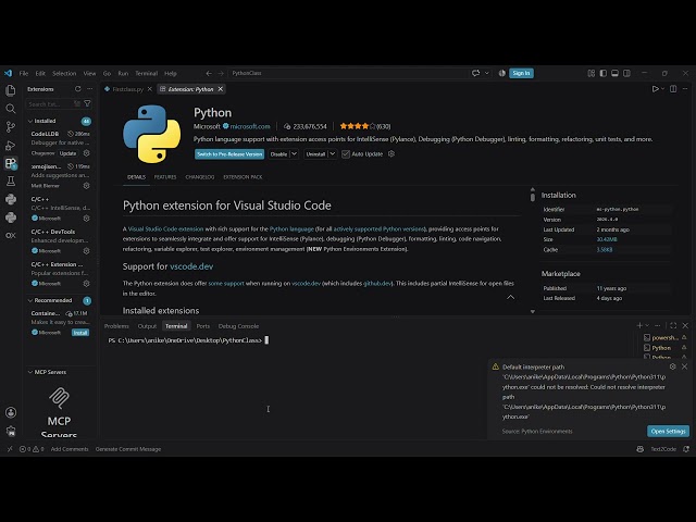Install Python in VS Code. Python 2