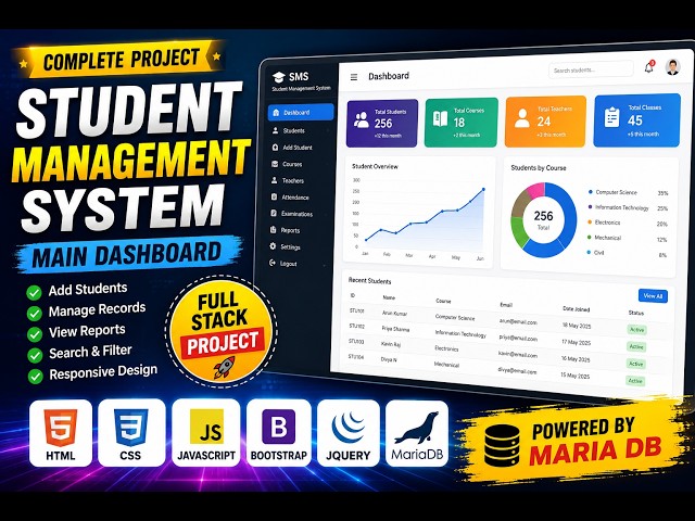 🚀 Student Management System – Main Dashboard | Full Stack Web Development Project