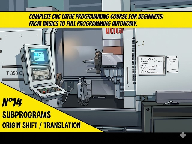 No 14 Complete #cnc  lathe programming tutorial for beginners Subprogrammes translation origin G52