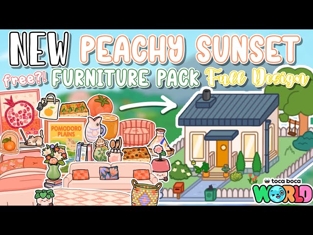 NEW Home Designer Update Peachy Sunset Furniture Pack Full House Design ✨ Free?! Toca Boca 