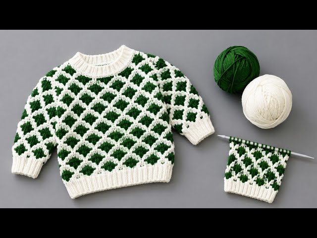 2 Color Baby Sweater Knitting Pattern | Very Easy & Beautiful Design