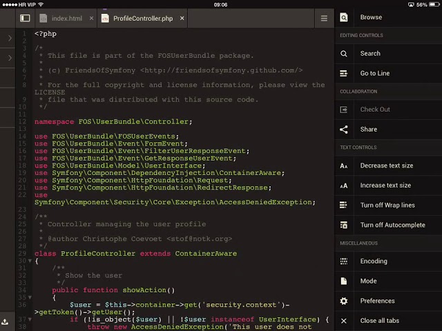 Codeanywhere iOS app (iPad)