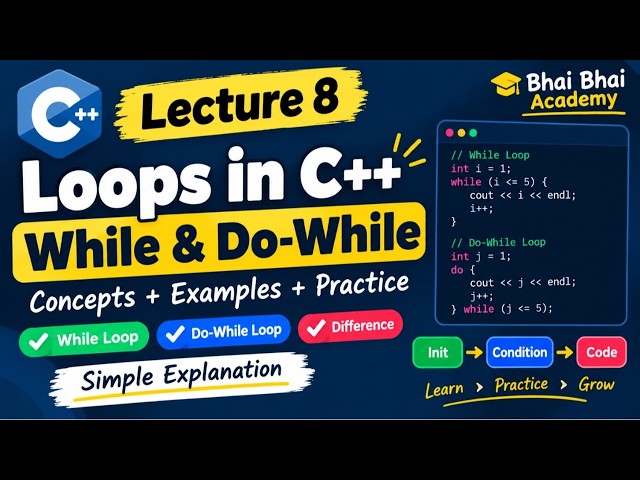 C++ Loops Made Easy 🚀 | While & Do-While Loop + Practical Examples | Lecture 8